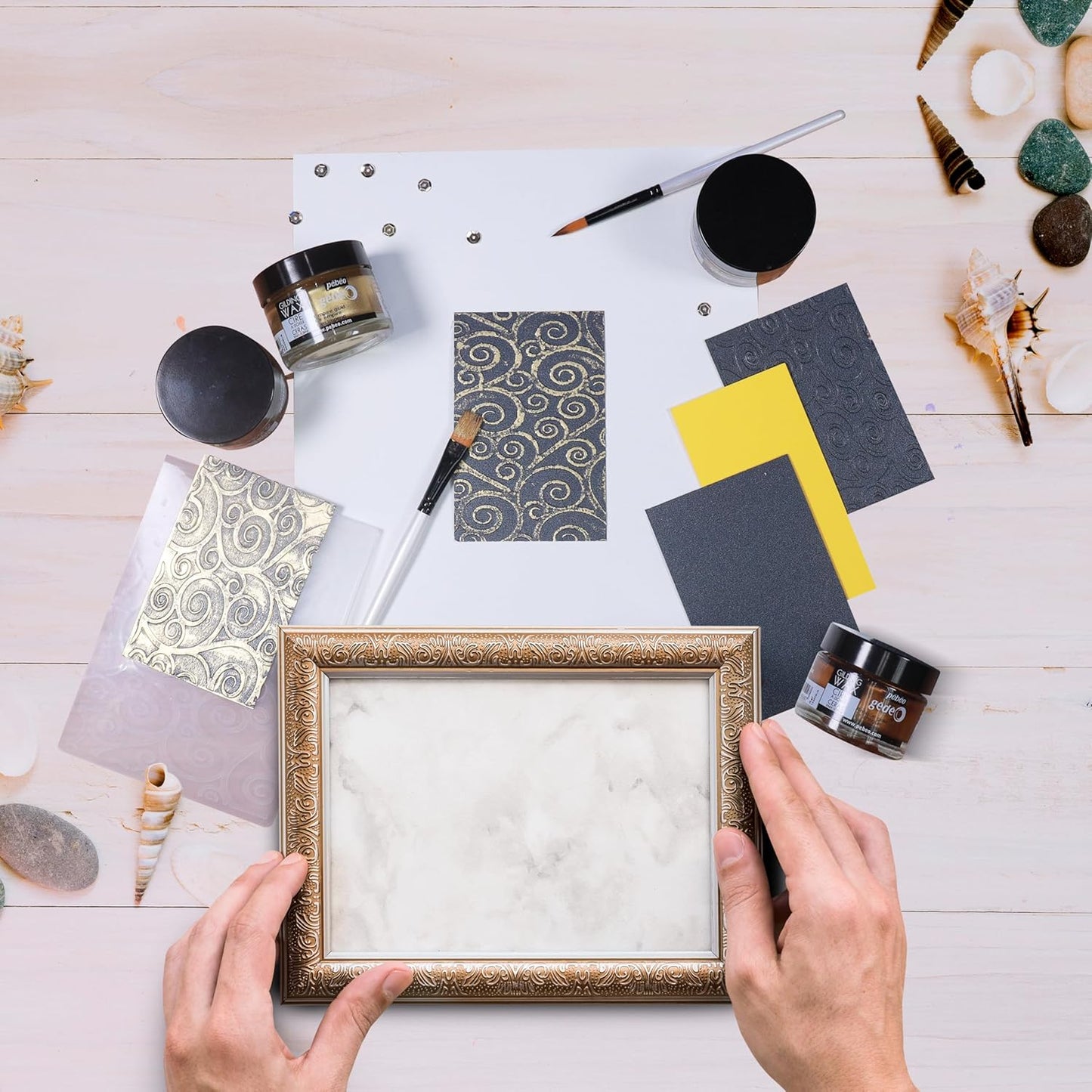 Pebeo Gilding Wax 30ml – Antique Gold Gilding Wax for Crafting, Antiquing Wax for Crafts and Professional Finishing – Gilding Wax for Wood, Metal, and More Bundled with Moshify Application Brushes