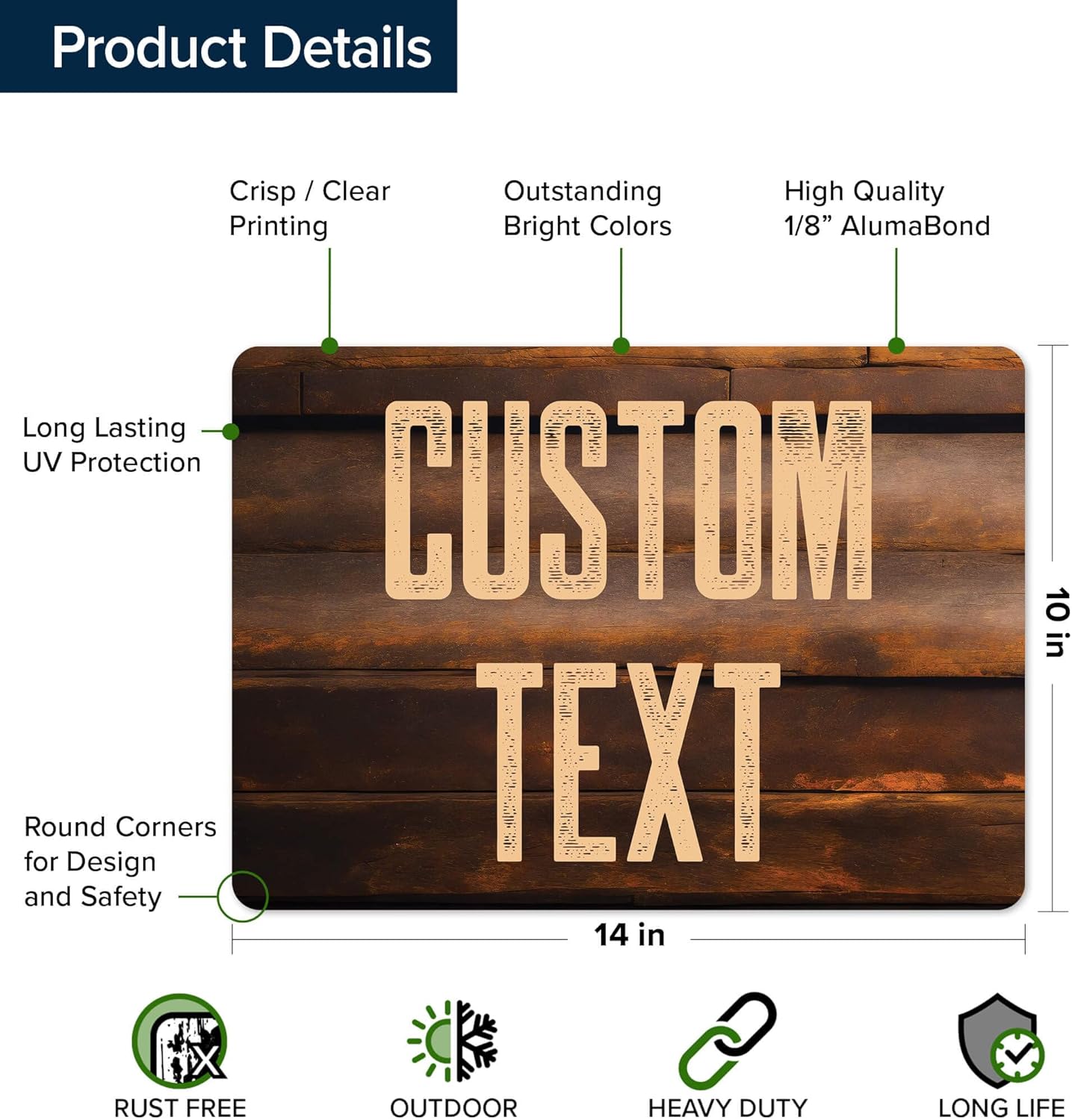 Custom Sign, Custom Street Sign, 11 Font Colors, 13 Font Styles, 4 Hole Options, 22 Sizes, 10x14 Inches, Rust Free DiBound, Fade Resistant, Made in USA by My Sign Center (Vintage Wood)