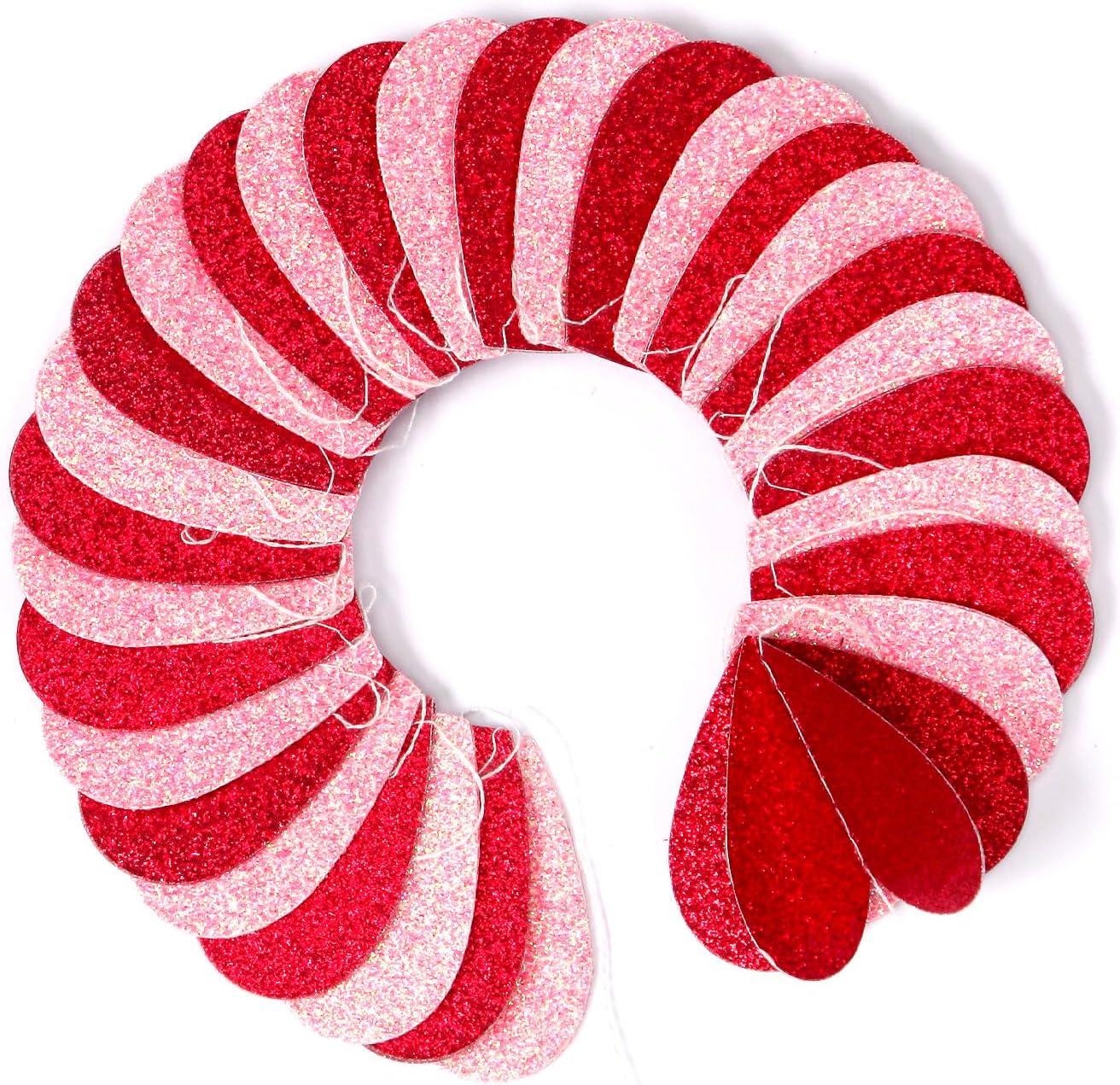 Red Pink Party-Decorations 3D-Heart Garland - 40ft Galentines Streamers Paper Banner, Proposal Anniversary Romantic Birthday Baby Shower Rustic Wedding Hanging Ornaments Decor Hugfond