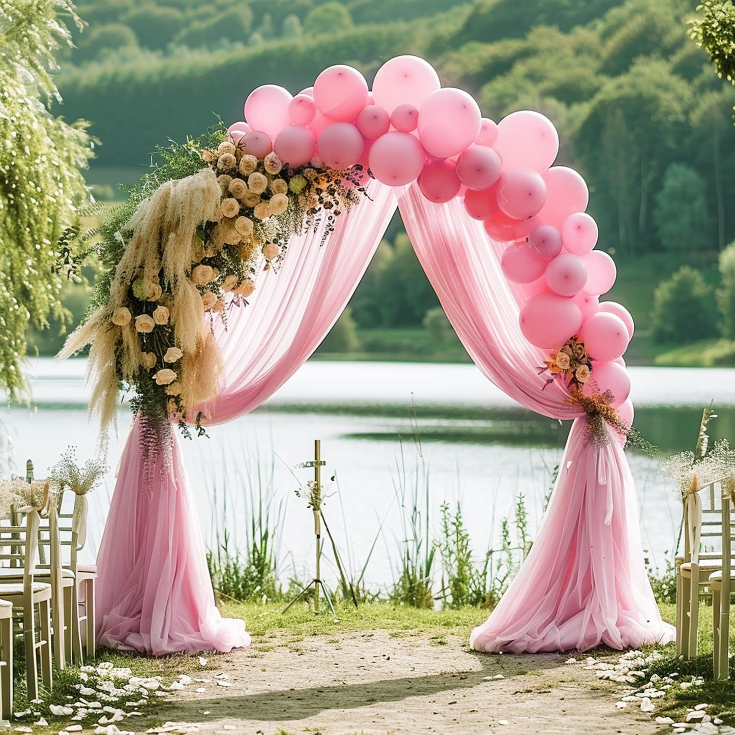 Wokceer Wedding Arch Draping Fabric 28.7" x 20FT Blush Pink Sheer Fabric Backdrop Arch Draping for Wedding Ceremony Birthday Party Bridal Shower Decoration