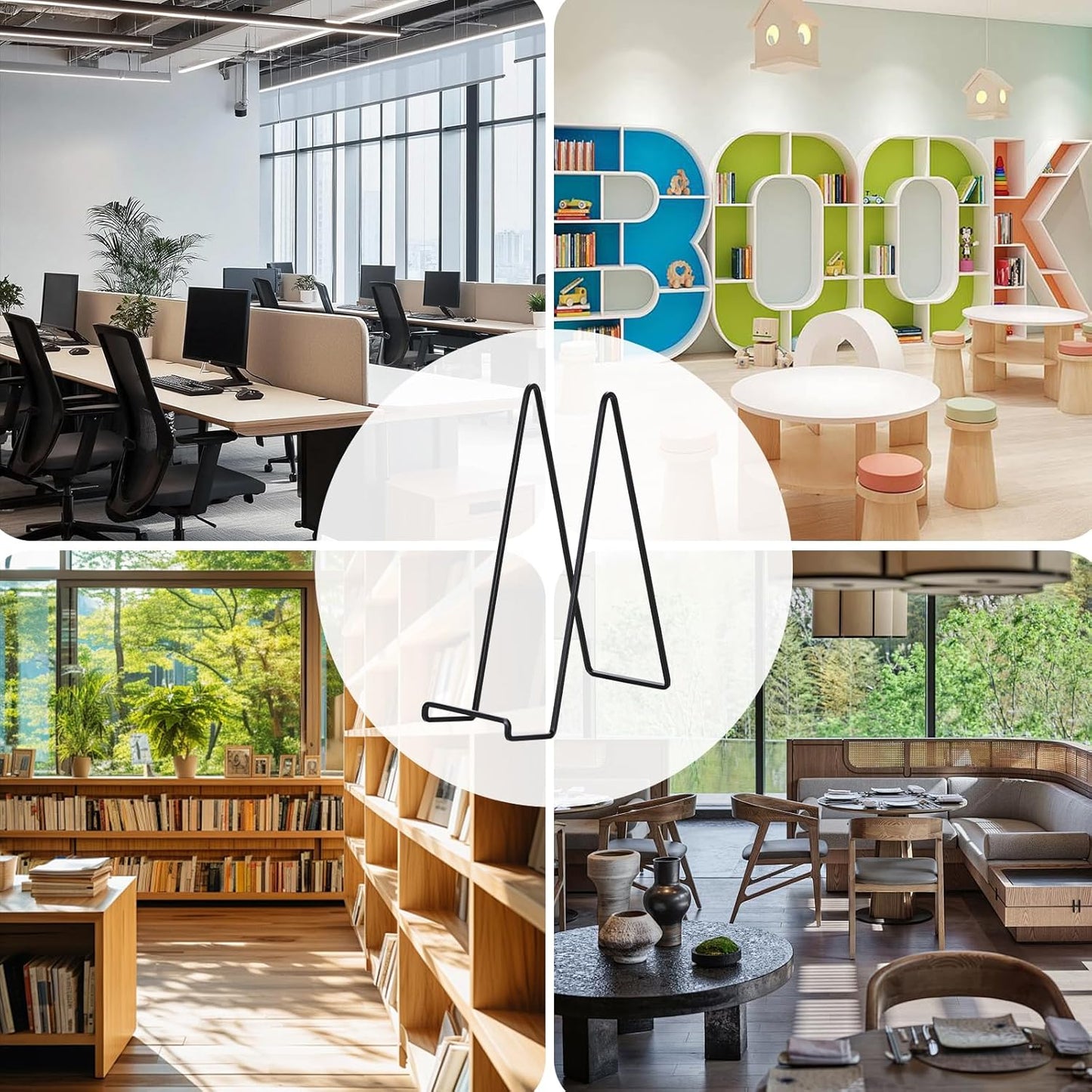 Large Plate Holder Display Stand - 12 inch Super Tall Big Plate Stands for Heavy Duty Display - Metal Picture Frame Stand - Tabletop Easel Stand for Decorative Platter | Plaque | Book - 2 Pack - Black