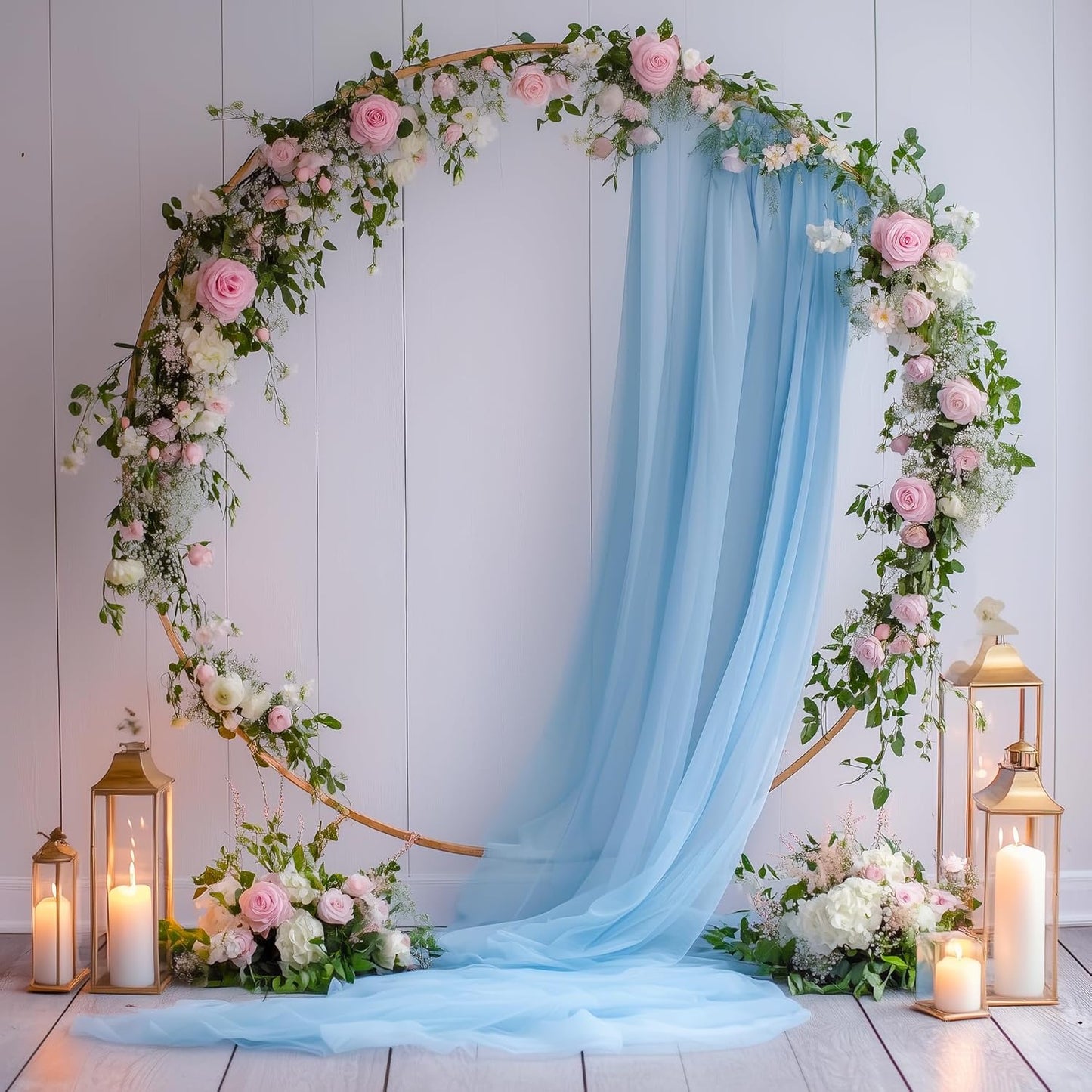 Wedding Arch Draping Fabric 2 Panels 28.7" x 20FT Baby Blue Sheer Chiffon Backdrop Drapes for Wedding Ceremony Birthday Party Bridal Shower Outdoor Decoration