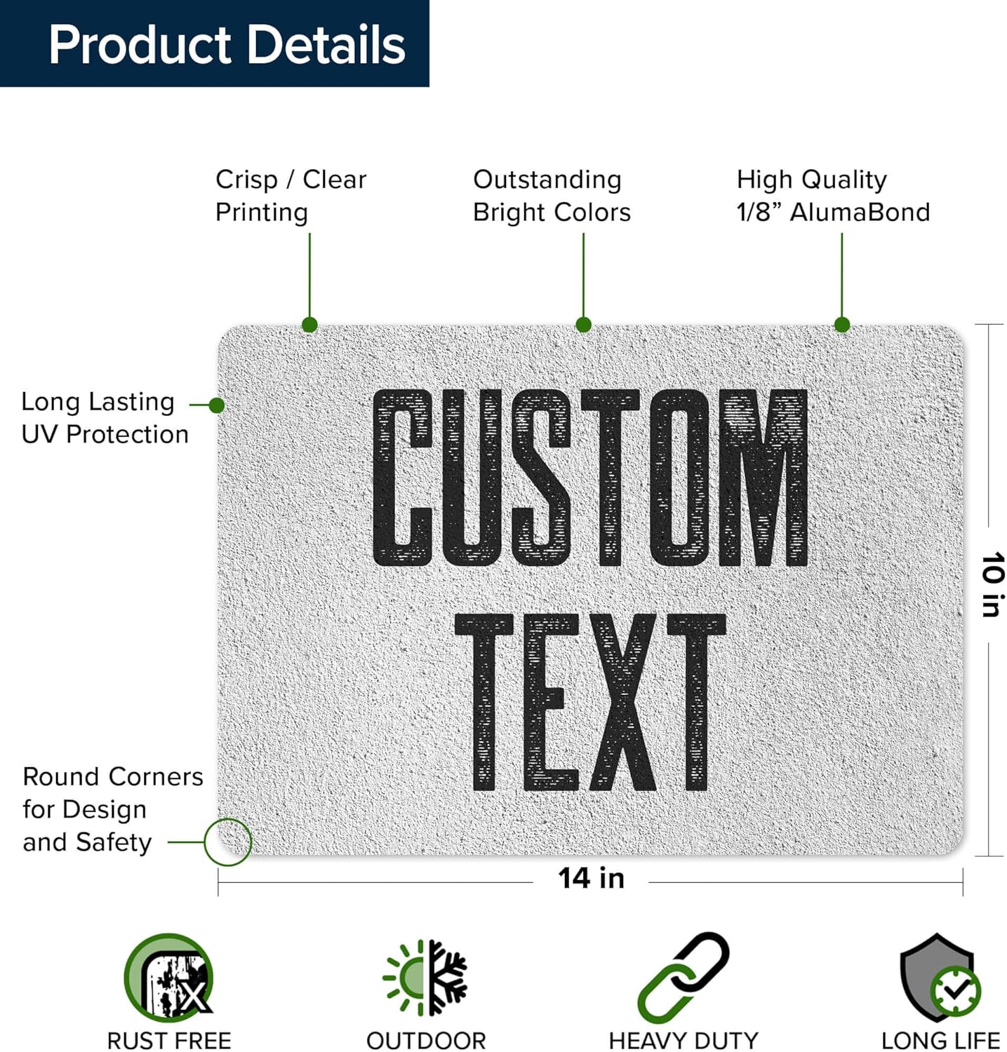 Custom Sign, Custom Street Sign, 11 Font Colors, 13 Font Styles, 4 Hole Options, 22 Sizes, 10x14 Inches, Rust Free DiBound, Fade Resistant, Made in USA by My Sign Center (Concrete)