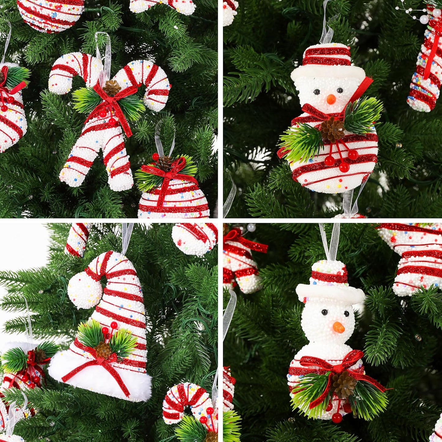 LANGXUN 12pcs Candy Land 2025 Xmas Birthday Party Wedding Suppiles Decoration, Hanging Candy Cane Christmas Tree Décor, Christmas Decorative Hanging Ornaments Crafts
