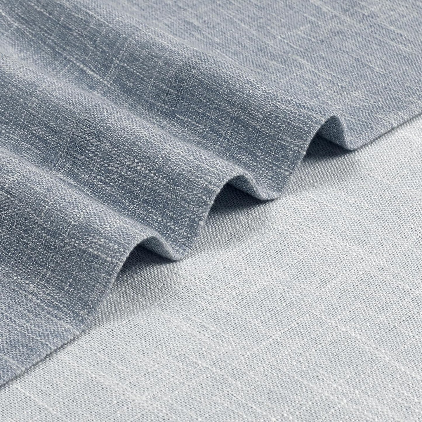 Vision Home Blue Pinch Pleated Semi Sheer Curtains Textured Light Filtering Window Curtains 84 inch for Living Room Bedroom Rayon Blended Chambray Blue Pinch Pleat Drapes with Hooks 2 Panels 40"Wx84"L