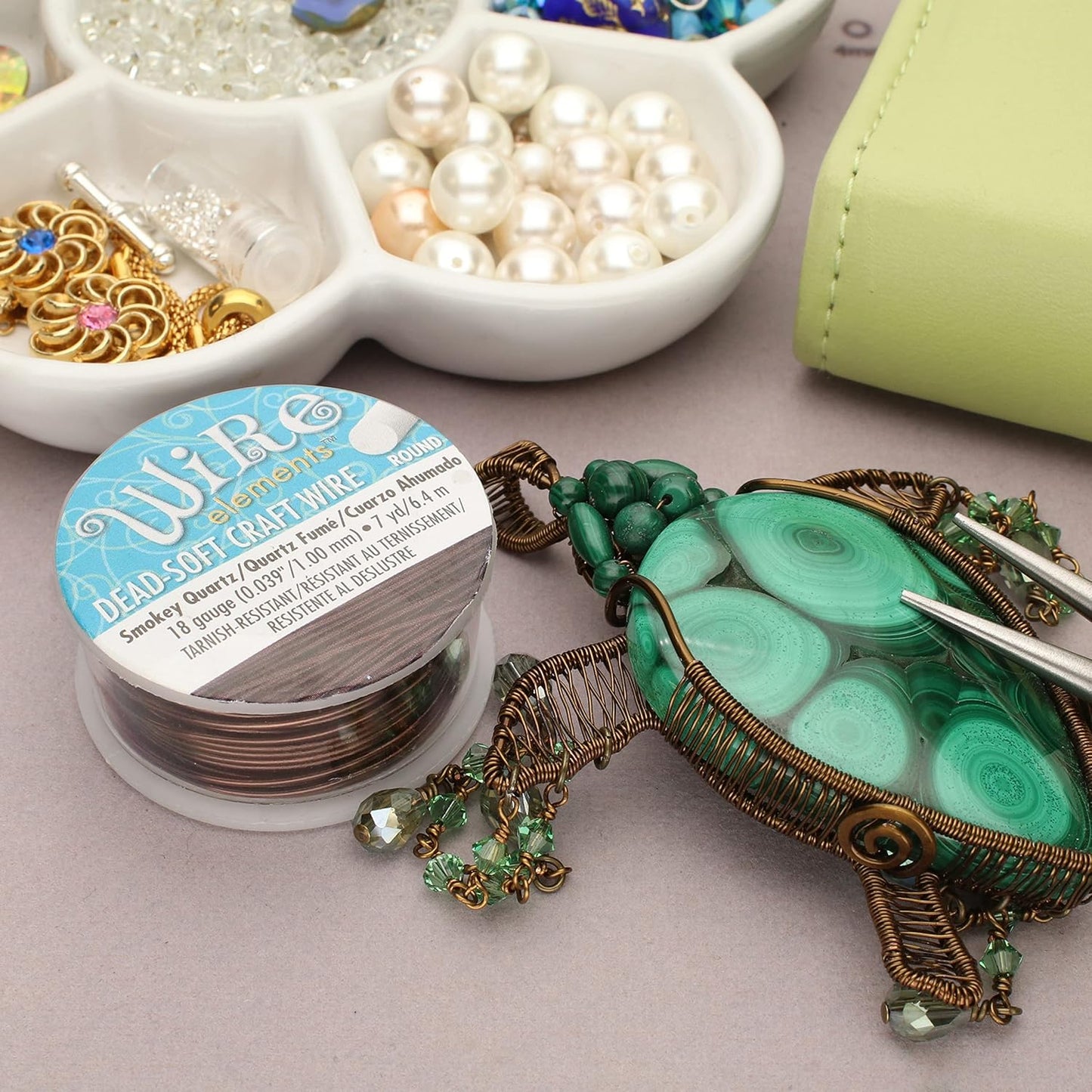 The Beadsmith Wire Elements Craft Wire – Tarnish Resistant, Soft Temper, Round, Smoke Quartz Color – 1mm, 18 Gauge, 7 Yard Spool – Jewelry Making, Wire Wrapping, Floral, & Other DIY Crafts