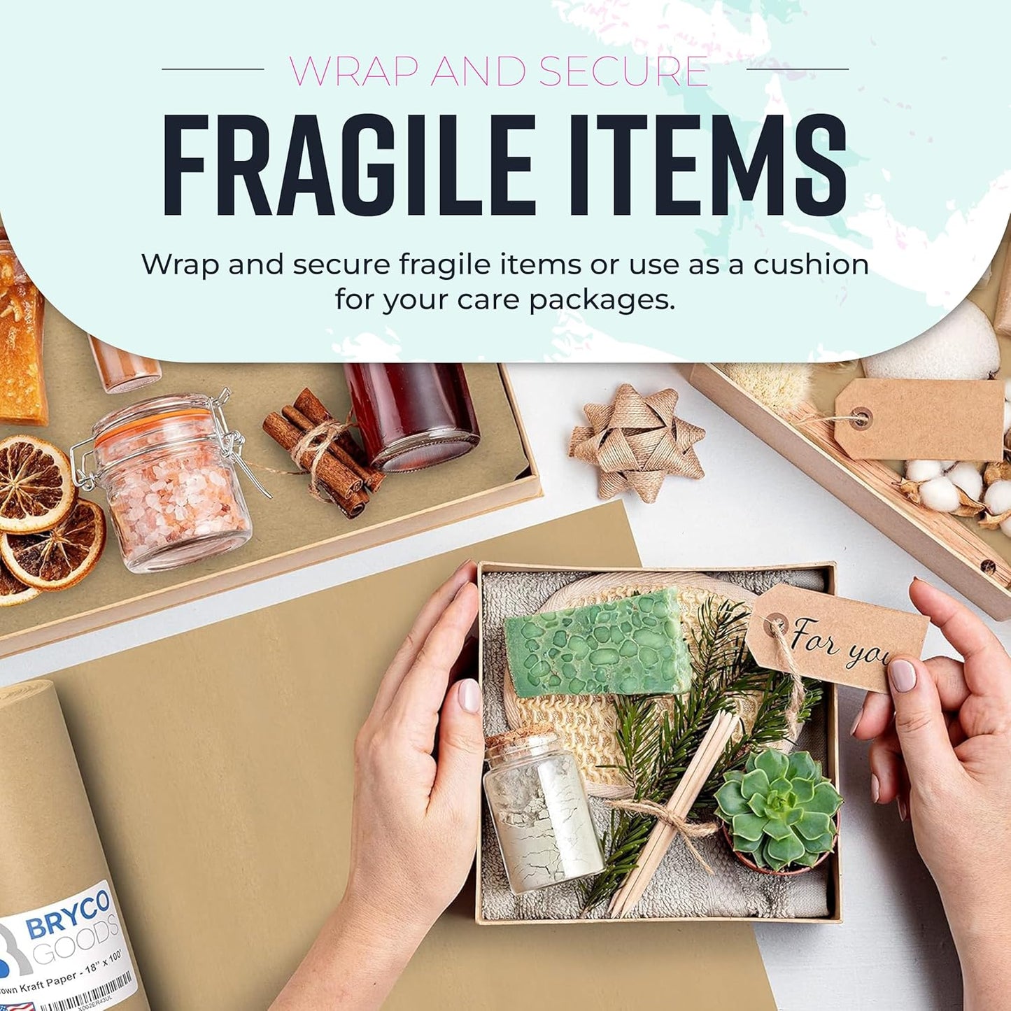 Large Brown Kraft Paper Roll - 36" x 2400" (200’) - Made in USA - Ideal for Gift Wrapping, Packing, Moving, Postal, Shipping, Parcel, Wall Art, Crafts, Bulletin Boards, Floor Cover or Table Runner