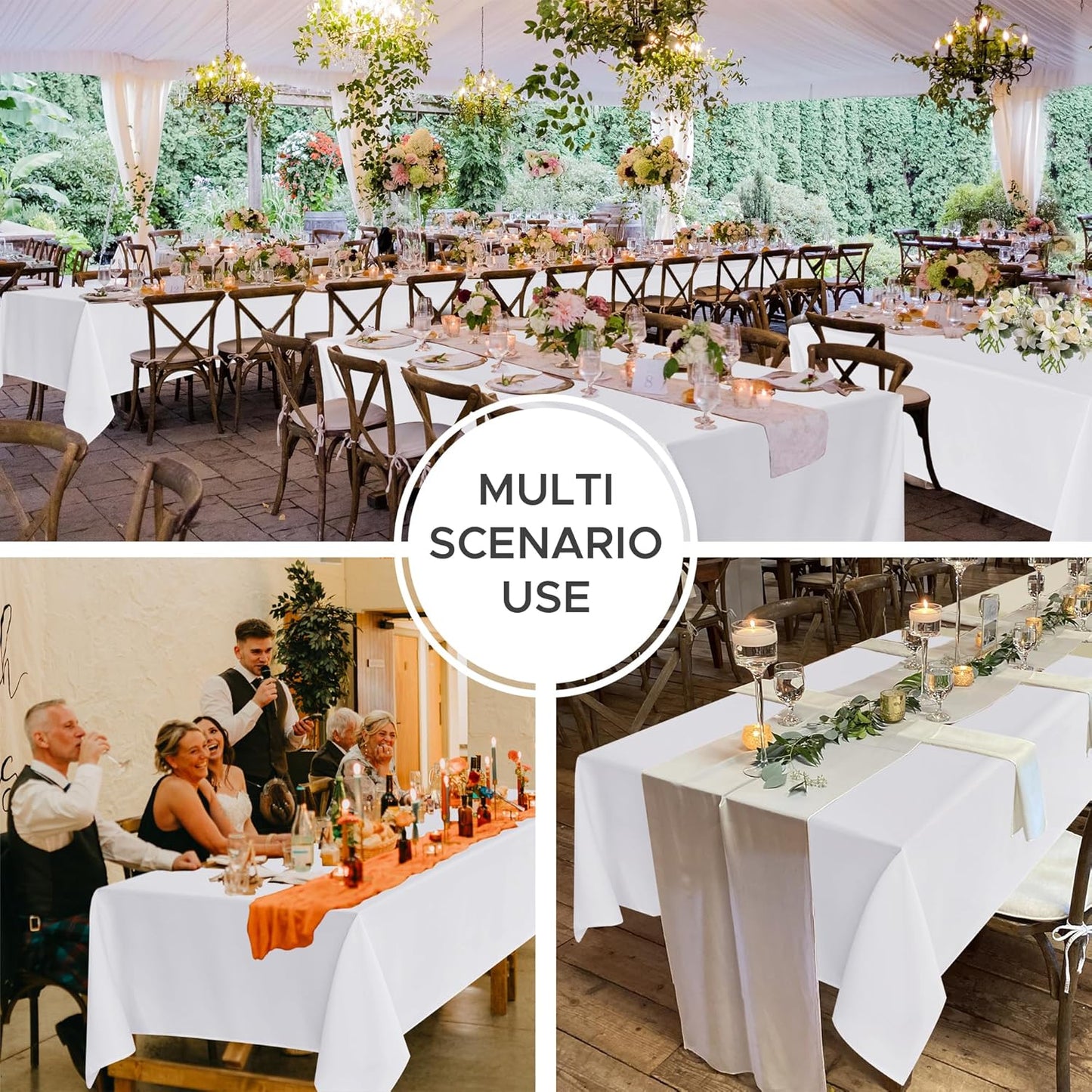 Fitable 8 Pack Table Cloth Rectangle Table: Stain and Wrinkle Resistant Tablecloth Rectangular, Washable Polyester Tablecloths for Wedding Party Dining Banquet Event Catering(White, 70x120 Inch)