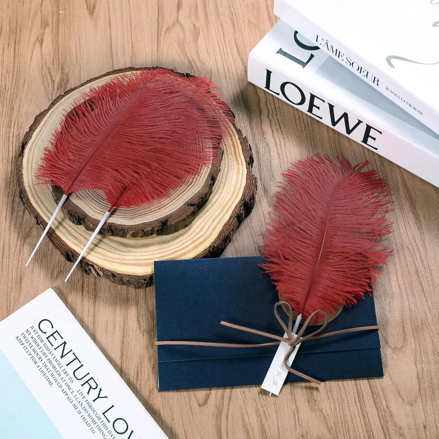 SOGUGOM Burgundy Craft Ostrich Feathers - 30PCS 8-10 inch Ostrich Feathers Kit for Centerpieces, Kindergarten Crafts, Dream Catchers and DIY Projects(Wine Red)