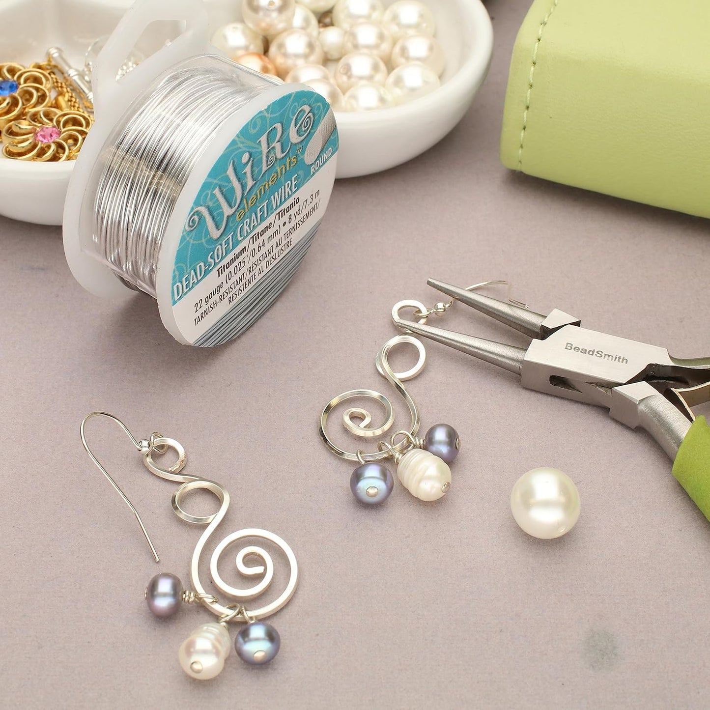 The Beadsmith Wire Elements Craft Wire – Tarnish Resistant, Soft Temper, Round, Titanium Color – 0.64mm, 22 Gauge, 8 Yard Spool – Jewelry Making, Wire Wrapping, Floral, & Other DIY Crafts