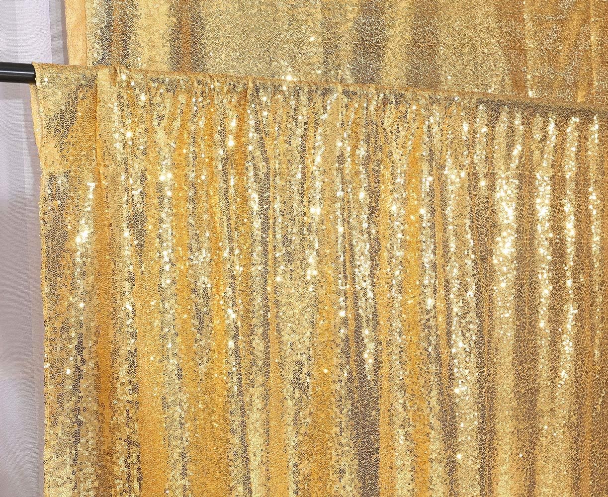 Poise3EHome Gold Sequin Backdrop,8FT x 8FT Sequin Photography Backdrop Curtain for Party Decoration