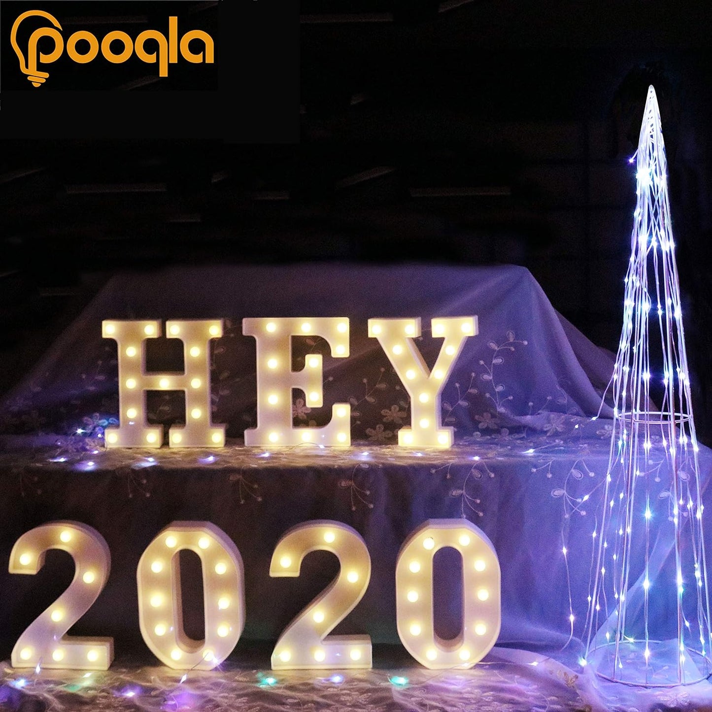 Pooqla LED Marquee Letter Lights Sign, Light Up Alphabet Letter for Home Party Wedding Decoration F