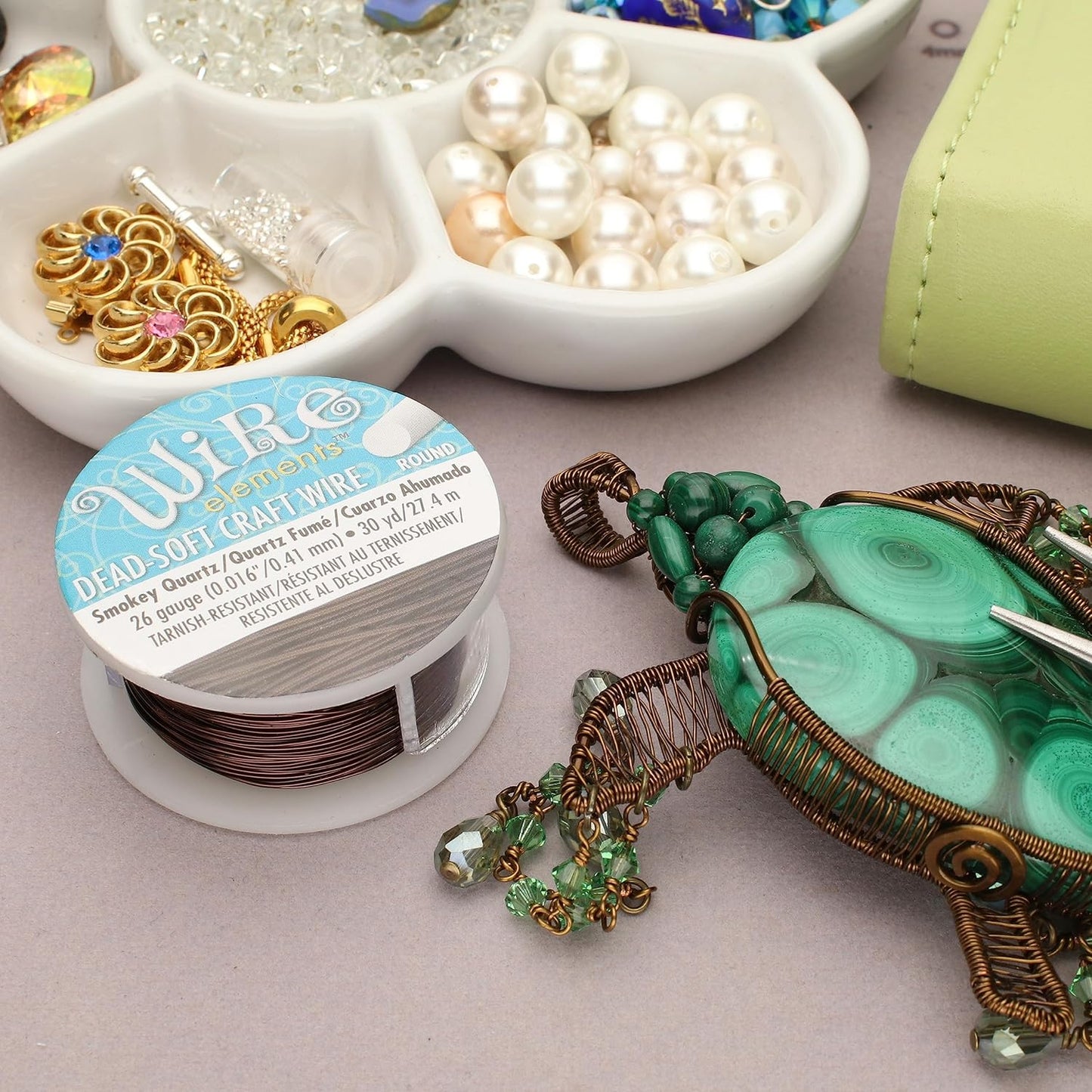 The Beadsmith Wire Elements Craft Wire – Tarnish Resistant, Soft Temper, Round, Smoke Quartz Color – 0.41mm, 26 Gauge, 30 Yard Spool – Jewelry Making, Wire Wrapping, Floral, & Other DIY Crafts