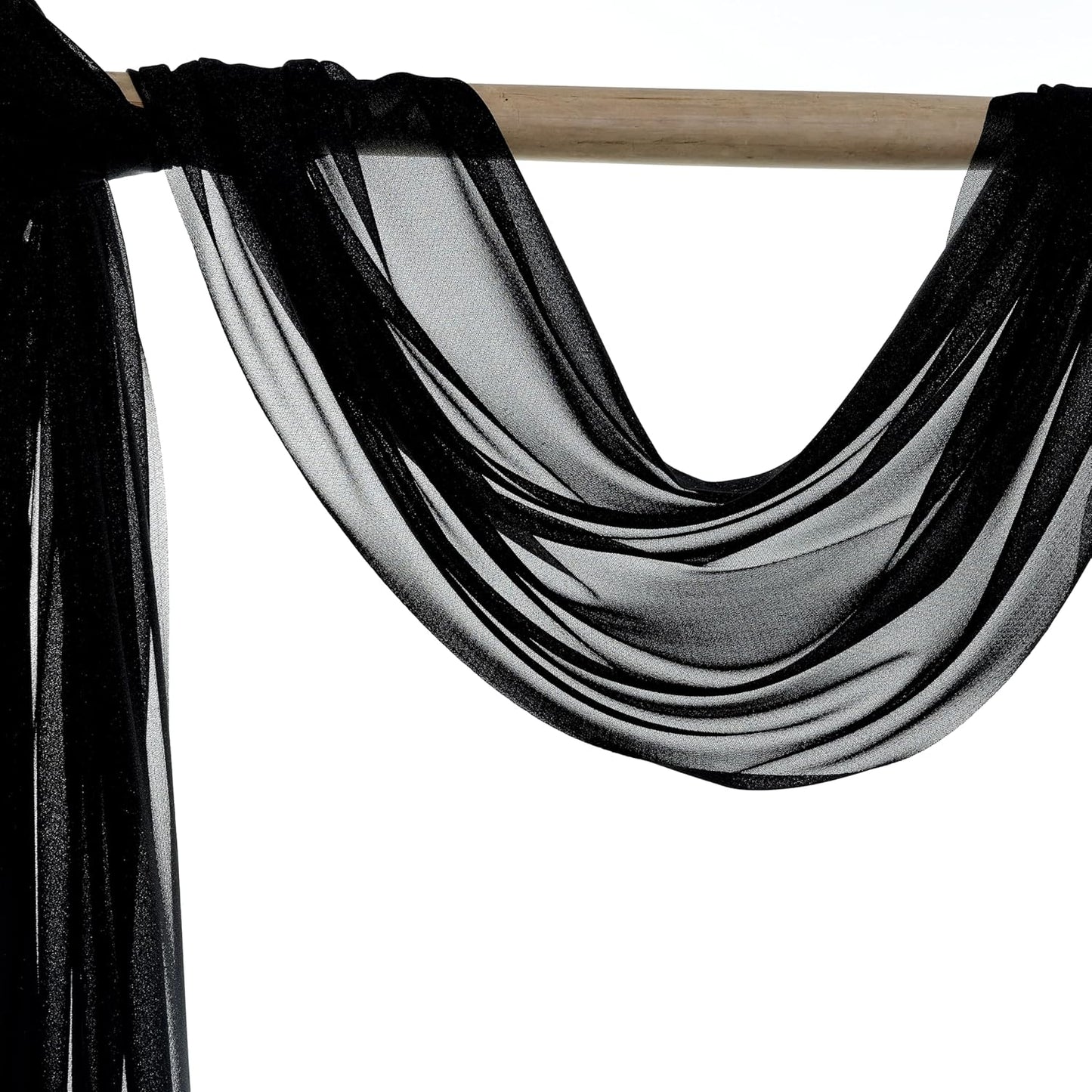 VDS Pack of 1 Panel (30 Inch X 100 Feet) Wedding Arch Draping Fabric Sheer Chiffon Fabric Drapery for Wedding Ceremony Reception Swag Backdrop Canopy Chuppah ARBO Altars Decoration (Black)