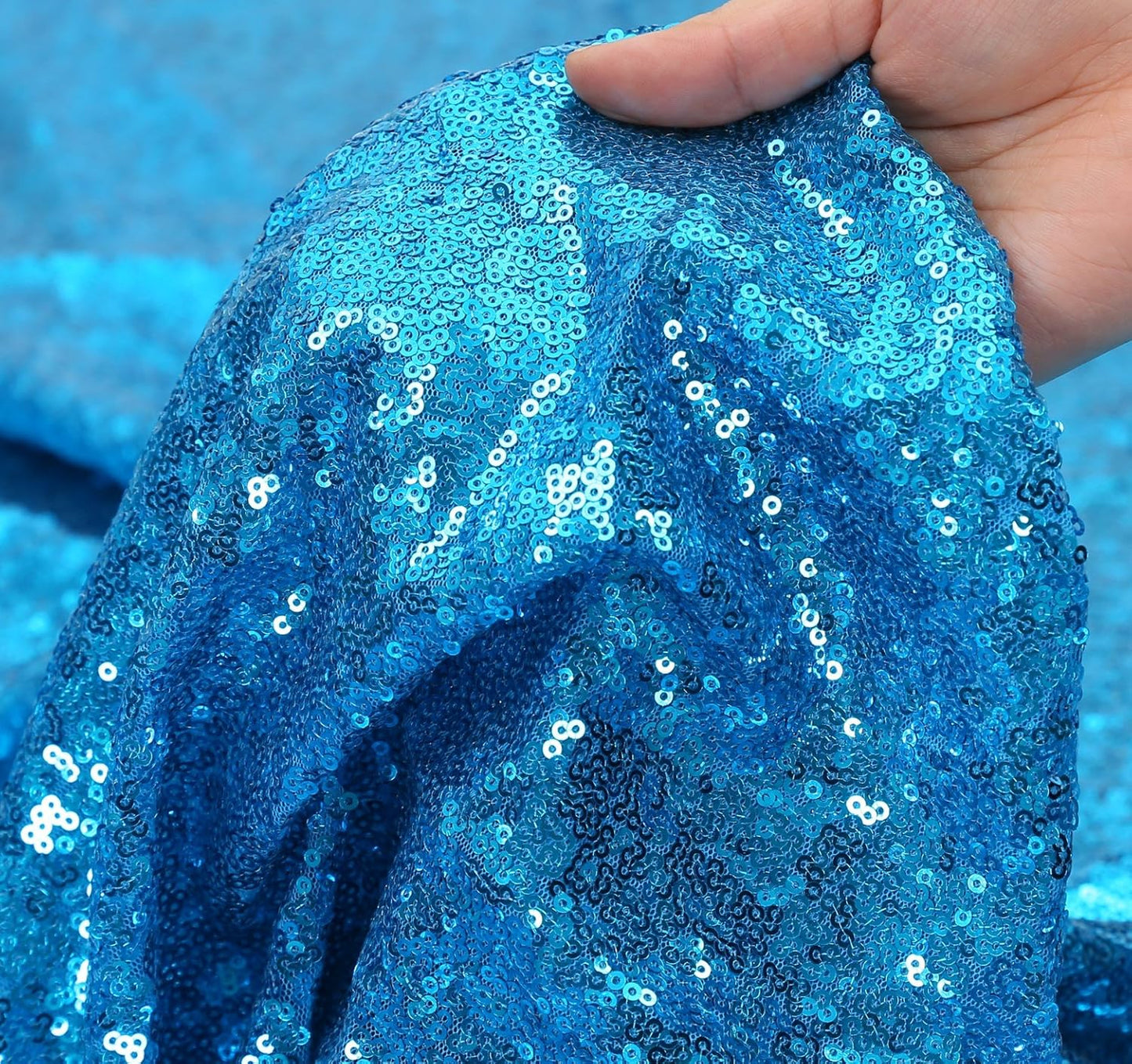 Eternal Beauty Turquoise Sequin Backdrop, 4x7 Ft Glitter Background Curtains for Shimmer Photography Party Wedding Birthday Back Drop Decor