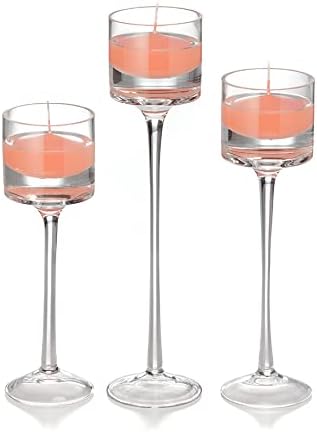 yummi Set of 18 Floating Candles and Monet Stem Holders - Peach