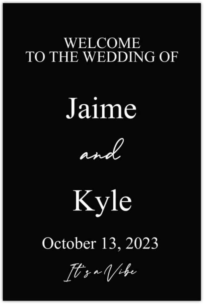 Black Plastic Wedding Welcome Sign, Wedding Signs, Welcome Wedding Sign