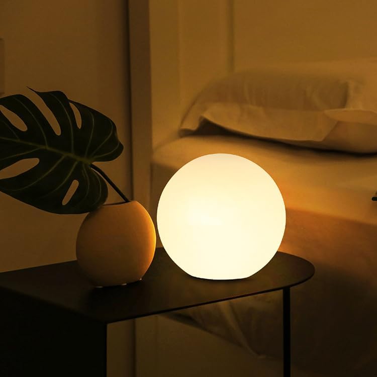 LED Ball Light, 6-inch Glowing Orb Light, Rechargeable Globe Lamp, Dimmable Mood Light W/Remote, Waterproof Ambient Lighting Lamp for Desk Bedroom Bathroom Patio