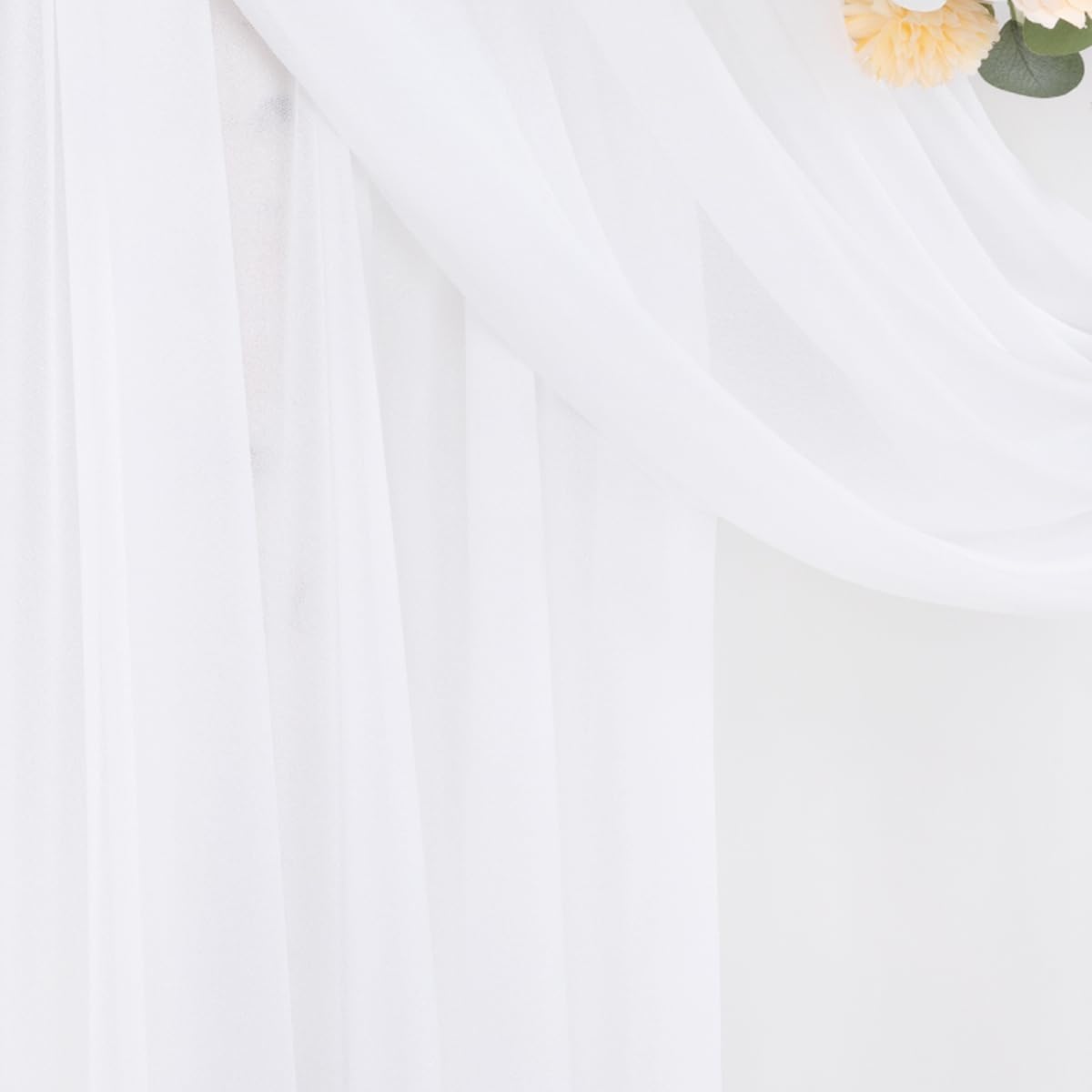 White Wedding Arch Draping Fabric 4 Panels 29" x 20 FT White Drapes for Backdrop Sheer Curtains Wedding Drapes for Romantic Bridal Baby Shower Ceremony Birthday Party Fall Outdoor Events