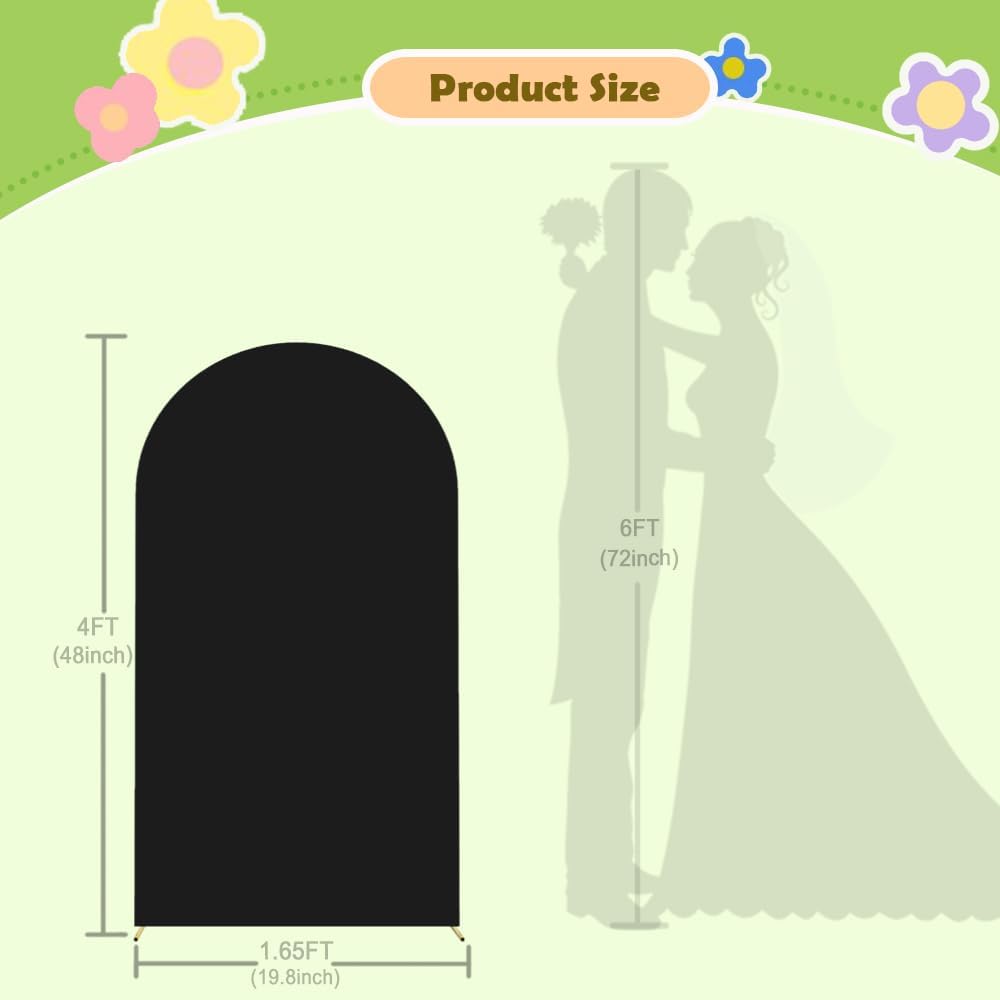 Wedding Arch Cover Black Arch Covers Stretchy Backdrop 4ft Spandex Fitted Arch Backdrop Cover Balloon Arch Stand Cover Round Top Chiara Arch Covers for Gender Reveal Baby Shower Party Ceremony