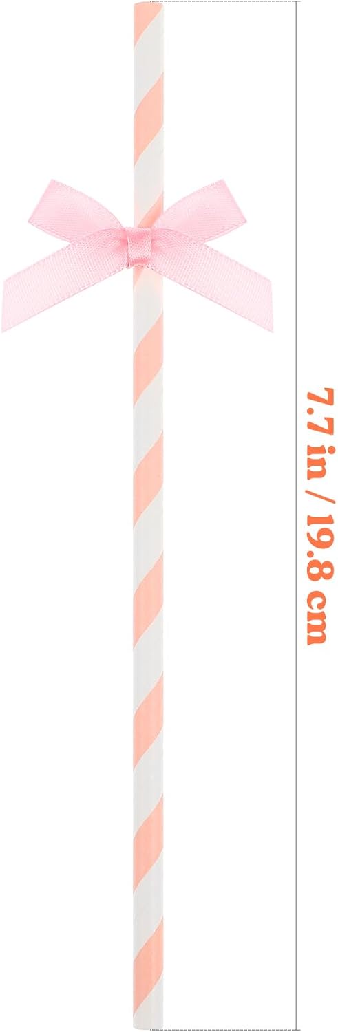 Gadpiparty 60pcs Paper Drinking Straws Disposable Bow Ties Decorative Cocktail Drinking Straws for Christmas Birthday Shower Wedding Holiday Party Pink