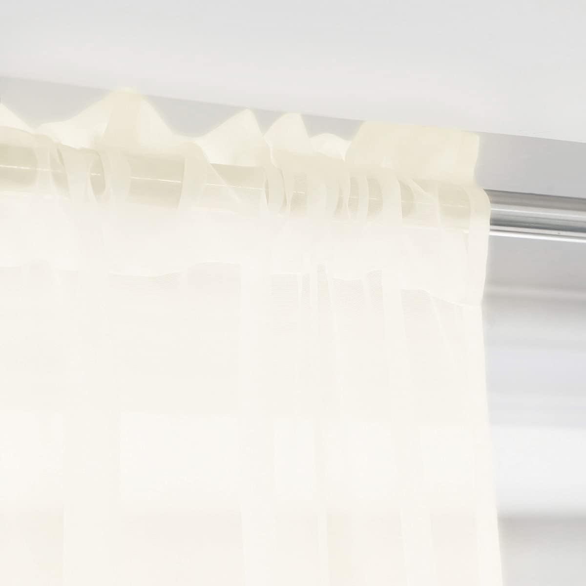 Window Beige Sheer Curtains 60 Inches Width 95 Inches Long 2 Panels Sheer Curtains Clear Curtains Basic Rod Pocket Panel for Home/Living Room/Bedroom/Kids Room
