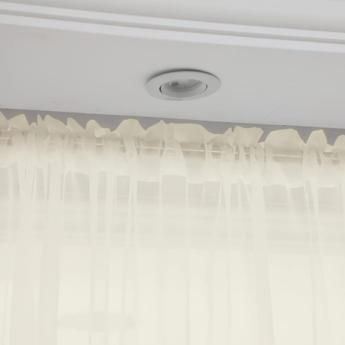 Window Beige Sheer Curtains 108 Inches Long 2 Panels Sheer Curtain Basic Rod Pocket Panel for Bedroom Children Living Room Yard Kitchen (Beige, 52" W x 108" L | 2 pcs)