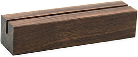 UNIQOOO 20 Pack Rustic Acrylic Sign Holders | Walnut Wood Table Numbers Display Stands | Place Card Holder, Perfect for Retail Shop Wedding Dinner Party Events Decoration