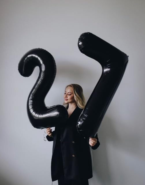 Black Number 27 Birthday Balloon 40 Inch, 27 72 Party Celebration Decorations Supplies, Mylar Foil Numbers Balloons for 27 72 Wedding Anniversary