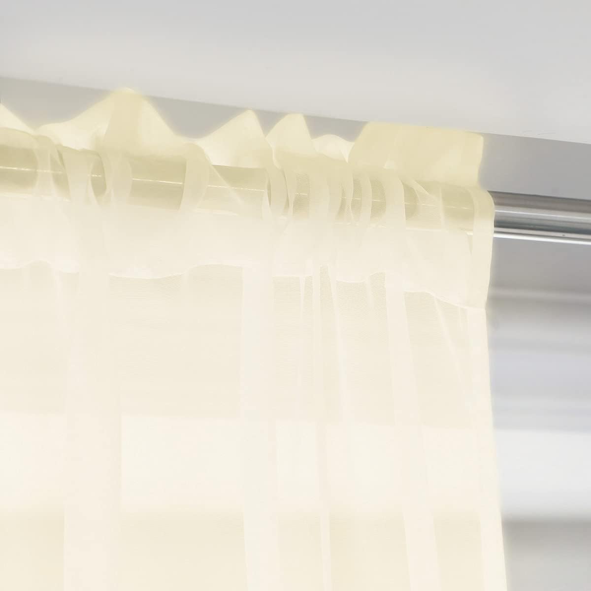 Window Light Yellow Sheer Curtains 48 Inches Width 84 Inches Long 2 Panels Sheer Curtain Clear Curtains Basic Rod Pocket Panel for Home Living Room Bedroom Kids Room Yard Patio Parlor Sliding