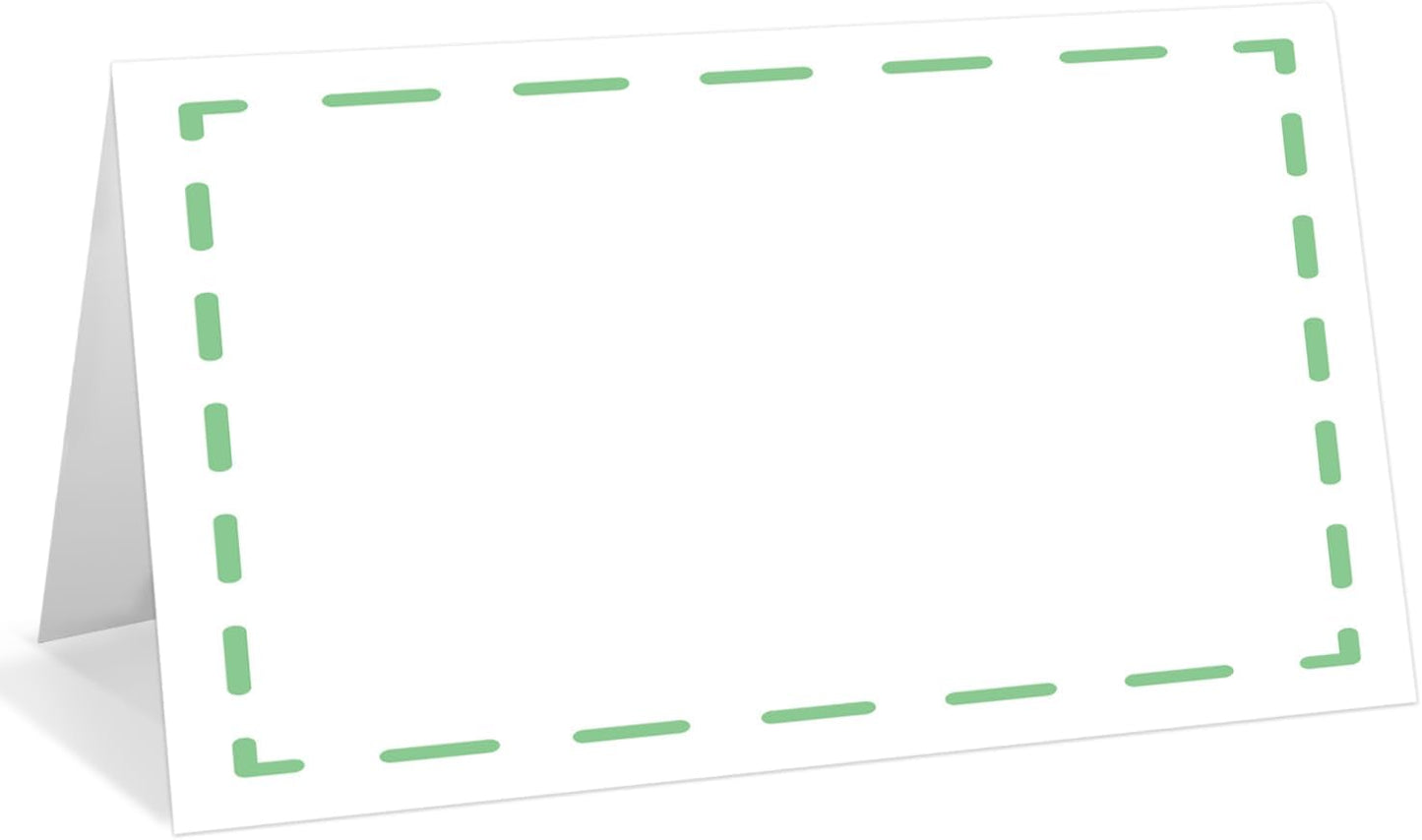 25 Pack Green Lines Place Cards, Editable Name Cards for Table Setting, Tent Cards Food Label for Dinner Party, Bridal Shower, Wedding, Baby Shower and Events -T20