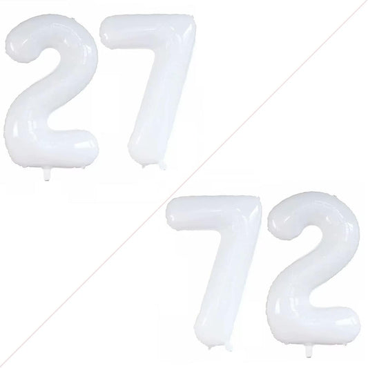 GOER Number 27 Balloons for 27th Birthday Party Decorations,42 Inch Jumbo Foil Helium 72 Balloons for 72nd Birthday Party Decoration (White)