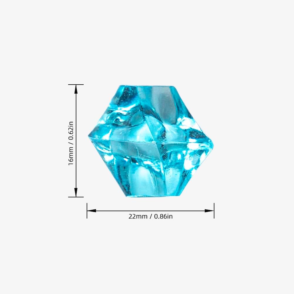 250 PCS Blue Fake Ice,0.62x0.86 Inch,1.1 lbs Acrylic Crystal Gemstones for Decoration, Photography, Vase Filling, and Parties,Non-Toxic and Reusable