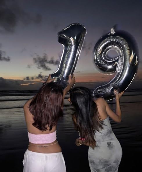 40 Inch Big Silver 29 Balloon Number, Jumbo Giant Happy 29th 29 Birthday Party Decorations, Large 29 Mylar Foil Anniversary Birthday Party Engagement Decorations