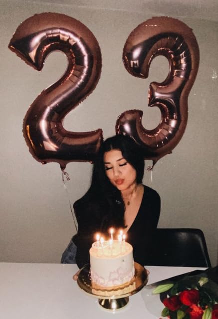 40 Inch Dark Brown 3 Large Number Balloon, 3 13 23 30 33 36 Coffee Brown Birthday Party Decorations, Number Three Foil Balloons for Anniversary Party Graduations Celebration Supplies