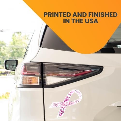 Magnet Me Up Breast Cancer Awareness Pink Mandala Ribbon Magnet Decal, 3.5x7 Inches, Automotive Magnet for Car Truck SUV, Stick to Any Magnetic Surface, Showing Support or Fundraising, Crafted in USA