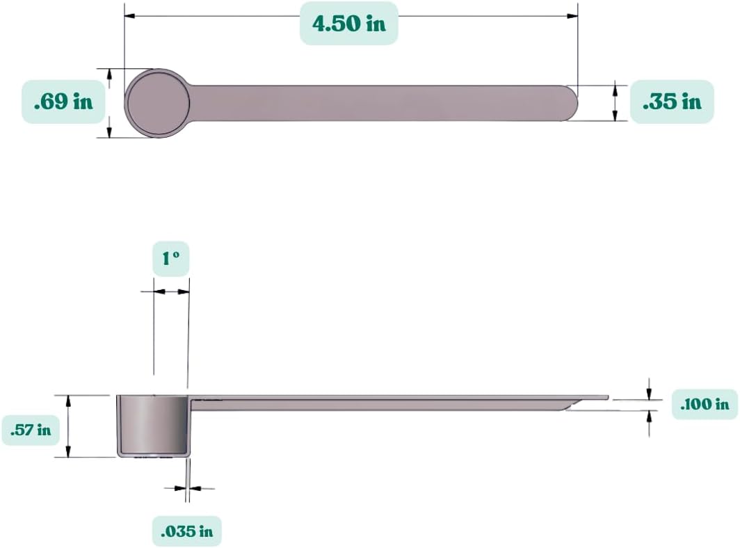 1/2 Teaspoon (2.5 mL) Long Handle Scoop for Measuring Coffee, Pet Food, Grains, Protein, Spices and Other Dry Goods (Pack of 25)