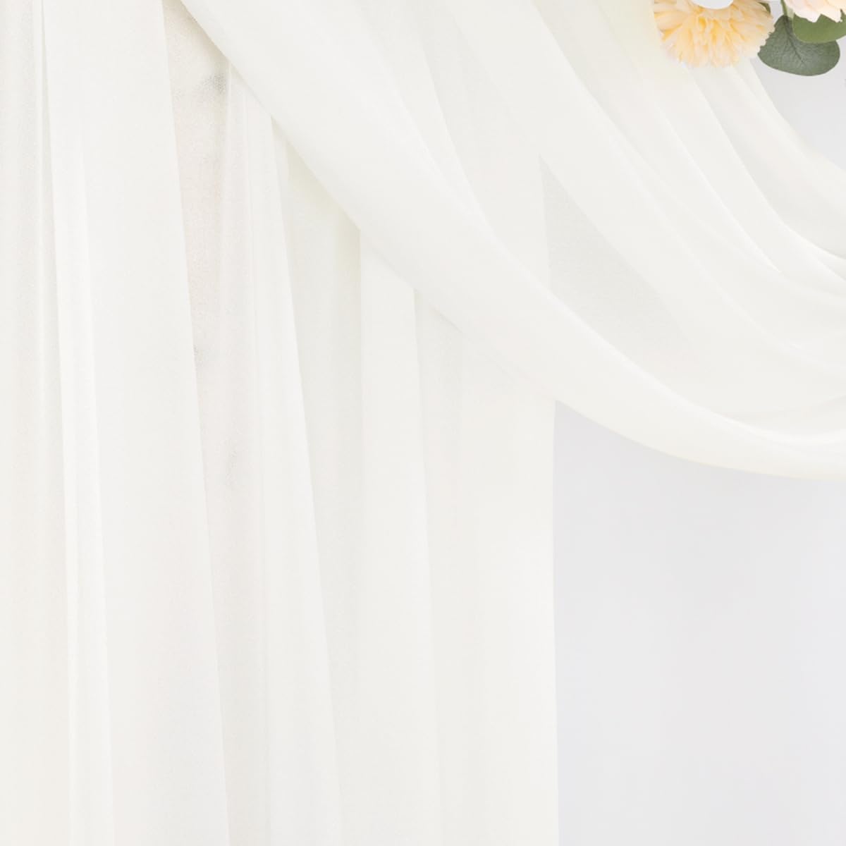 Ivory Wedding Arch Draping Fabric 29" x 20 FT White Drapes for Backdrop Sheer Curtains Wedding Drapes for Romantic Bridal Baby Shower Decorations Ceremony Birthday Party Fall Outdoor Events