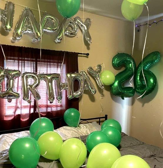 Green Number 7 Birthday Balloon 40 Inch, Digital Balloons for 7 17 27 70 77 Party Celebration Decorations Supplies, Mylar Foil Numbers Balloon for Seven Wedding Anniversary