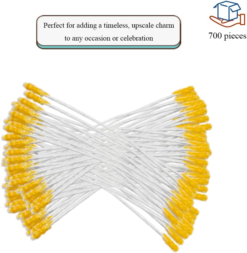 HAHIYO 700Pcs 2mm Yellow Double-Head Flower Stamen with Crystal-Like Flower Head for Handmade Floral Art Scrapbook Decoration Artificial Floral Pistils Pollen Stamens Wedding DIY Stamens