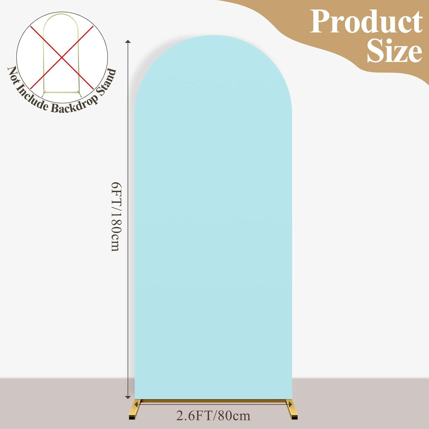 Ledido Wedding Arch Backdrop Cover 6FT Arch Covers Fitted Stretchy Spandex Round Top Stand Backdrop Cover for Wedding Banquet Ceremony Birthday Party Baby Shower Event Decoration,Blue