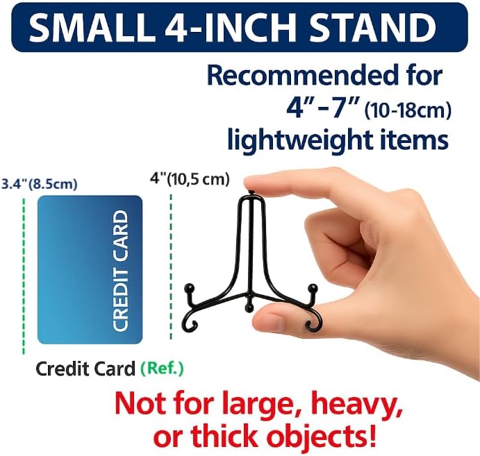 (4 pack)Iron Display Stand, Black Iron Easel Plate Display Photo Holder Stand, Displays Picture Frames, Decorative Plates, Tablets and Art 4 Inch