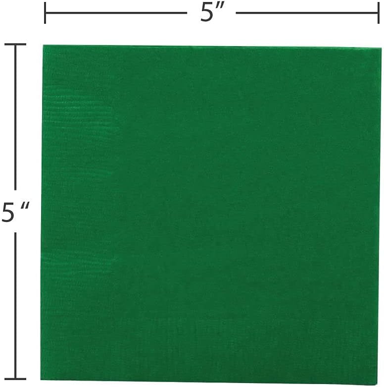 JAM PAPER Small Beverage Napkins - 5 x 5 - Green - 50/Pack