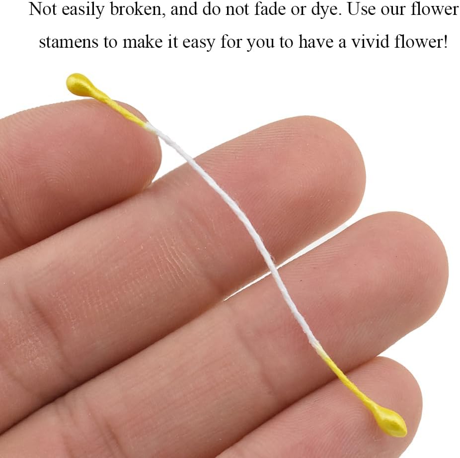 HAHIYO 700Pcs 3mm Yellow Pearl Straight-head Artificial Floral Pistil for Making & Decoration