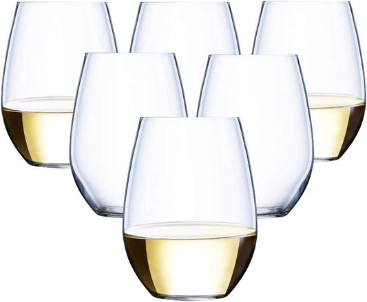 36 piece Stemless Unbreakable Crystal Clear Plastic Wine Glasses Set of 36 (12 Ounces)