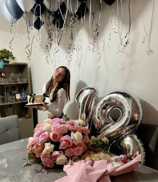 Silver 40 Inch 10 Number Balloons, 10 Decorations for 10 100 Birthday, Foil Giant Birthday Graduations Anniversary Party Balloons