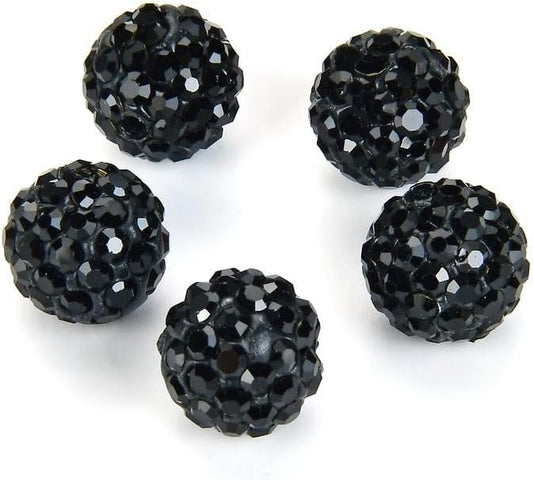 25pcs Adabele Grade A Suncatcher Crystal Rhinestone Pave Loose Beads 8mm Jet Black Polymer Clay Disco Ball Spacers Compatible with Shamballa All Craft Jewelry Making DB8-23