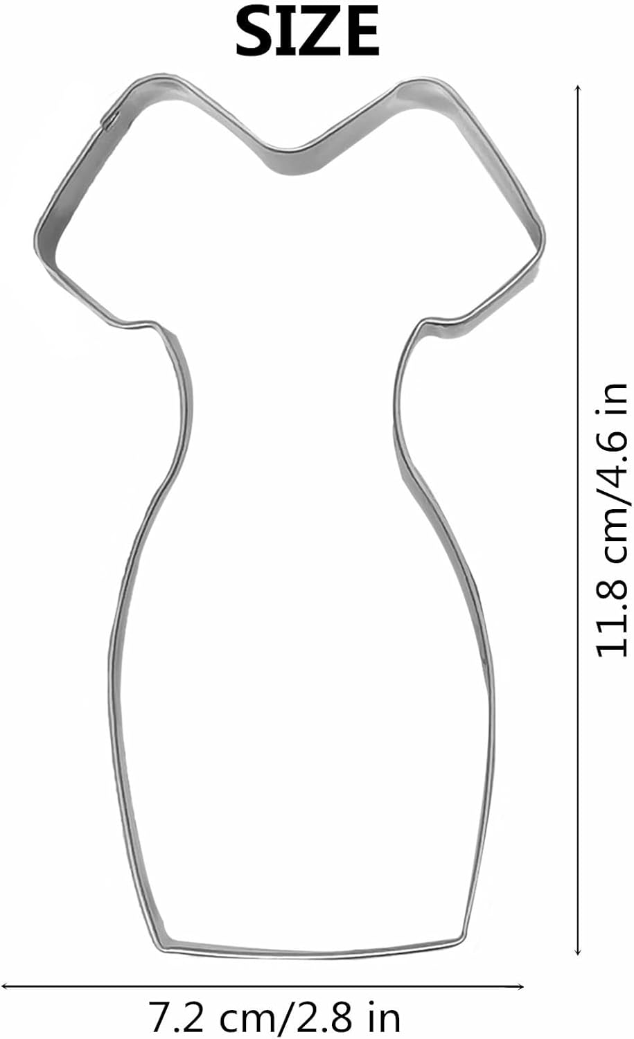 Large Size Dress Shaped Cookie Cutter, Stainless Steel Princess Party Dress Cheongsam Dress Cookie Cutter, 4.6 Inches