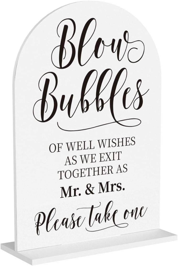 Wedding Blow Bubbles Sign, Blow Bubbles Desk Decor, Wedding Ceremony Party Reception Table Desk Acrylic Decor