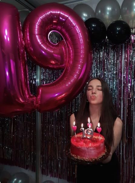 40 Inch Big Hot Pink 29 Balloon Number, Jumbo Giant Happy 29 Birthday Party Decorations, Large Nine Mylar Foil Anniversary Birthday Party Engagement Decorations